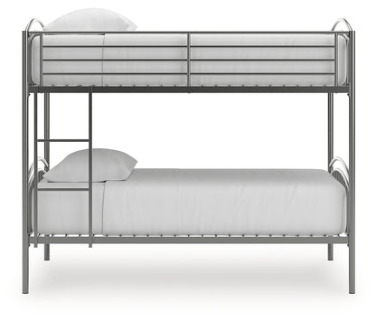 Lanceburg Gray Twin over Twin Bunk Bed and 2 Mattresses - PCB400B1