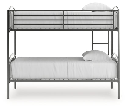 Lanceburg Gray Twin over Twin Bunk Bed and 2 Mattresses - PCB400B1