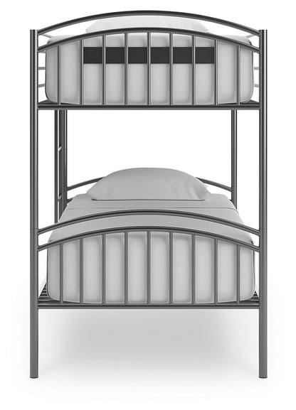 Lanceburg Gray Twin over Twin Bunk Bed and 2 Mattresses - PCB400B1