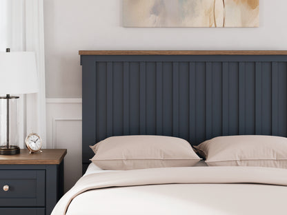 Landocken Brown/Blue Full Panel Headboard, Dresser and Mirror - B414B14