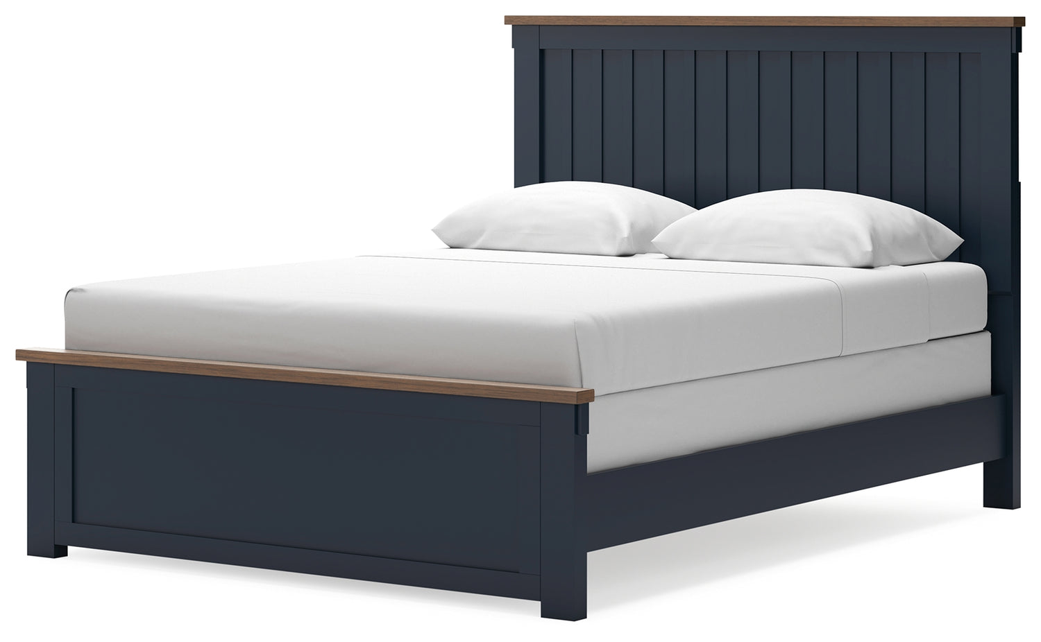 Landocken Brown/Blue Queen Panel Bed, Dresser and Mirror - B414B11