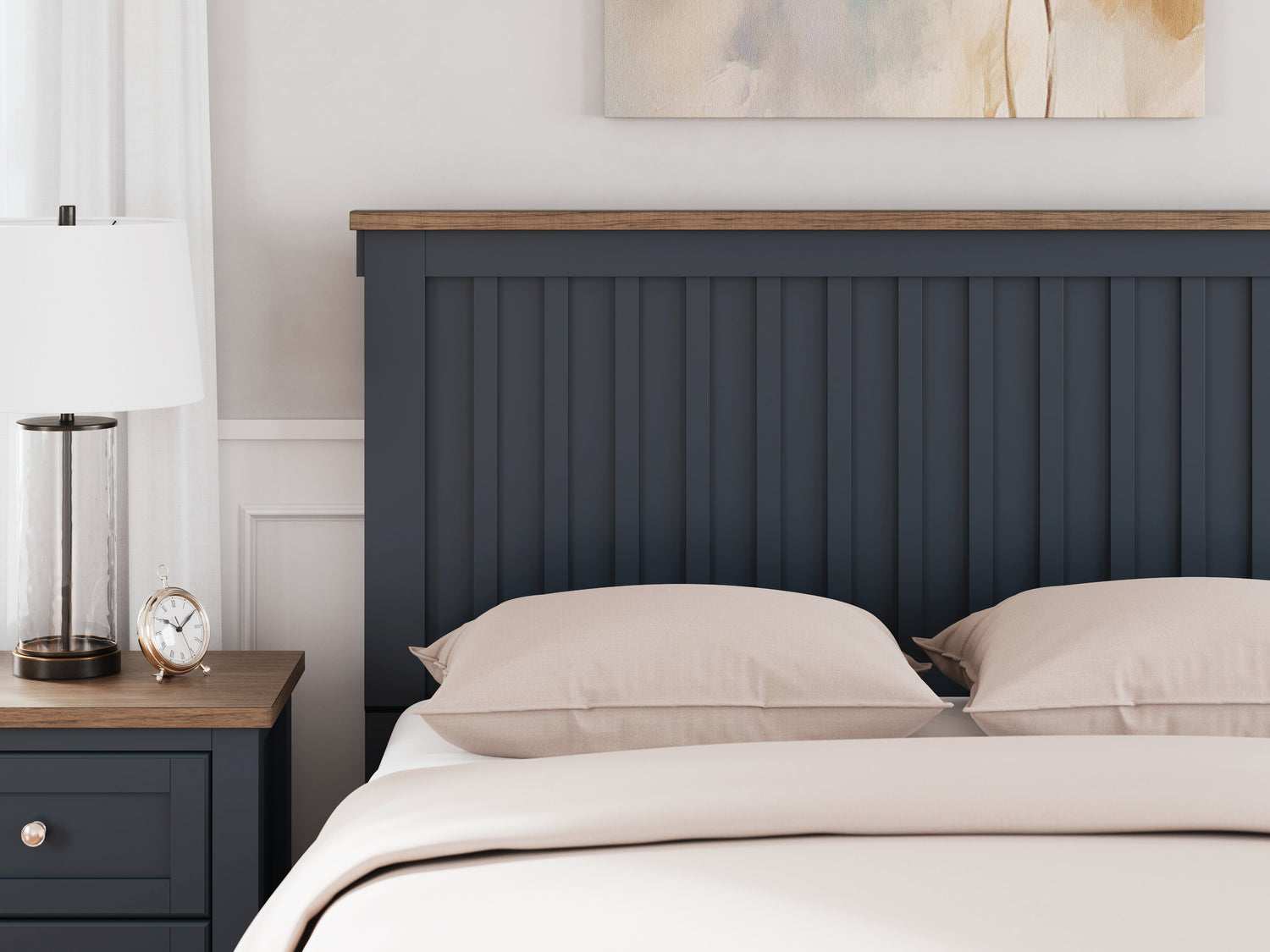 Landocken Brown/Blue Queen Panel Headboard - B414-57