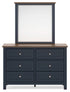 Landocken Brown/Blue Queen Panel Headboard, Dresser and Mirror - B414B12
