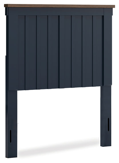 Landocken Brown/Blue Twin Panel Headboard - B414-53