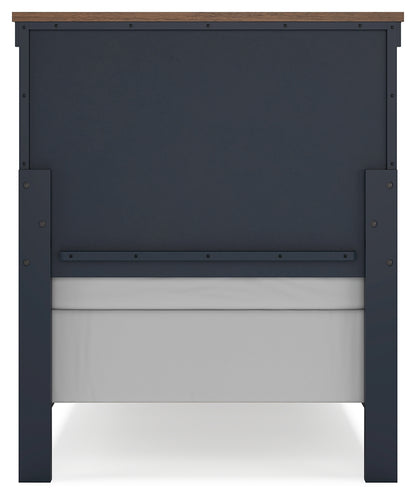 Landocken Brown/Blue Twin Panel Headboard, Dresser and Mirror - B414B13