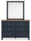 Landocken Brown/Blue Twin Panel Headboard, Dresser and Mirror - B414B13