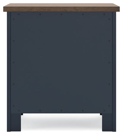 Landocken Full Panel Bed with Mirrored Dresser, Chest and 2 Nightstands in Brown/Blue - PKG020331