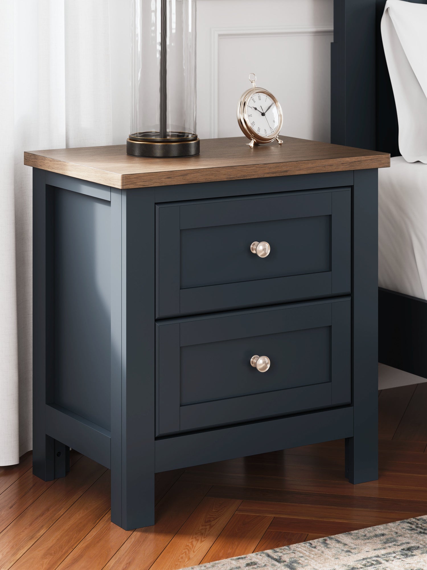 Landocken Full Panel Bed with Mirrored Dresser, Chest and 2 Nightstands in Brown/Blue - PKG020331