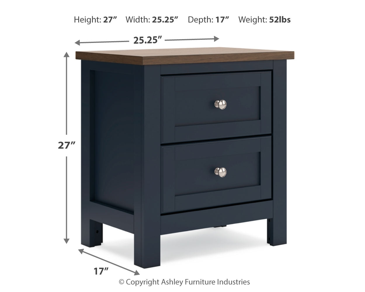 Landocken Full Panel Headboard with Dresser and 2 Nightstands in Brown/Blue from Ashley - Luna Furniture