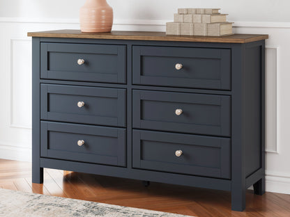 Landocken Full Panel Headboard with Dresser and 2 Nightstands in Brown/Blue from Ashley - Luna Furniture
