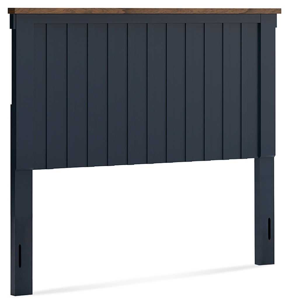 Landocken Full Panel Headboard with Mirrored Dresser, Chest and Nightstand in Brown/Blue from Ashley - Luna Furniture