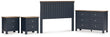 Landocken Queen Panel Headboard with Dresser and 2 Nightstands in Brown/Blue from Ashley - Luna Furniture