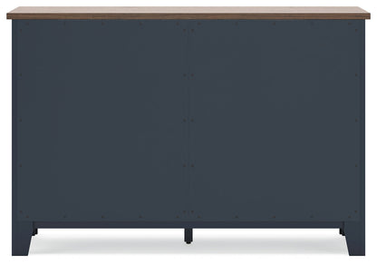 Landocken Queen Panel Headboard with Dresser and 2 Nightstands in Brown/Blue from Ashley - Luna Furniture
