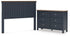 Landocken Queen Panel Headboard with Dresser in Brown/Blue from Ashley - Luna Furniture