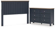 Landocken Queen Panel Headboard with Dresser in Brown/Blue from Ashley - Luna Furniture