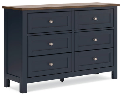 Landocken Queen Panel Headboard with Dresser in Brown/Blue from Ashley - Luna Furniture