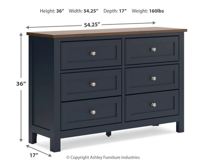 Landocken Queen Panel Headboard with Dresser in Brown/Blue from Ashley - Luna Furniture