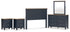 Landocken Queen Panel Headboard with Mirrored Dresser and 2 Nightstands in Brown/Blue from Ashley - Luna Furniture