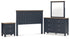 Landocken Queen Panel Headboard with Mirrored Dresser and Nightstand in Brown/Blue from Ashley - Luna Furniture