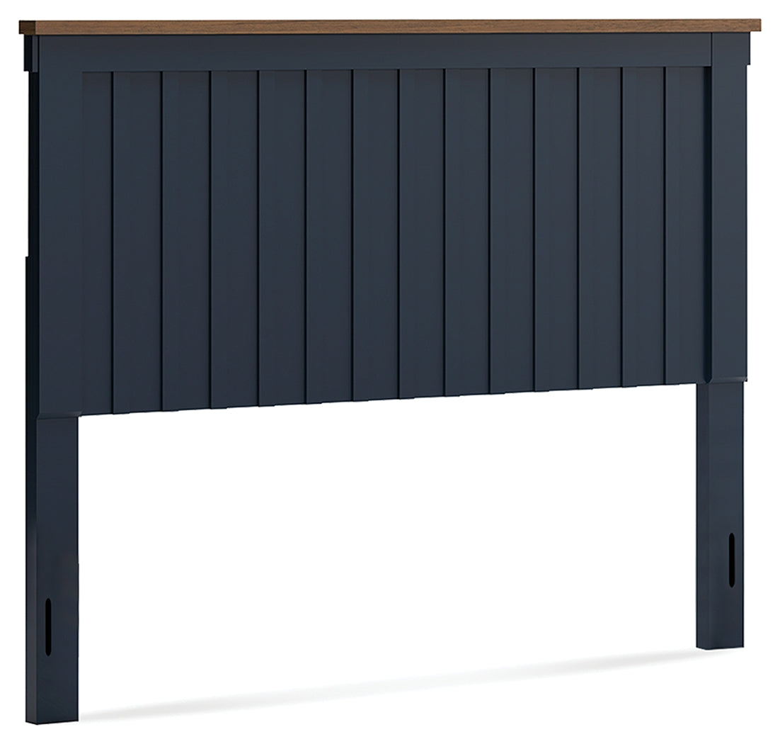 Landocken Queen Panel Headboard with Mirrored Dresser and Nightstand in Brown/Blue from Ashley - Luna Furniture