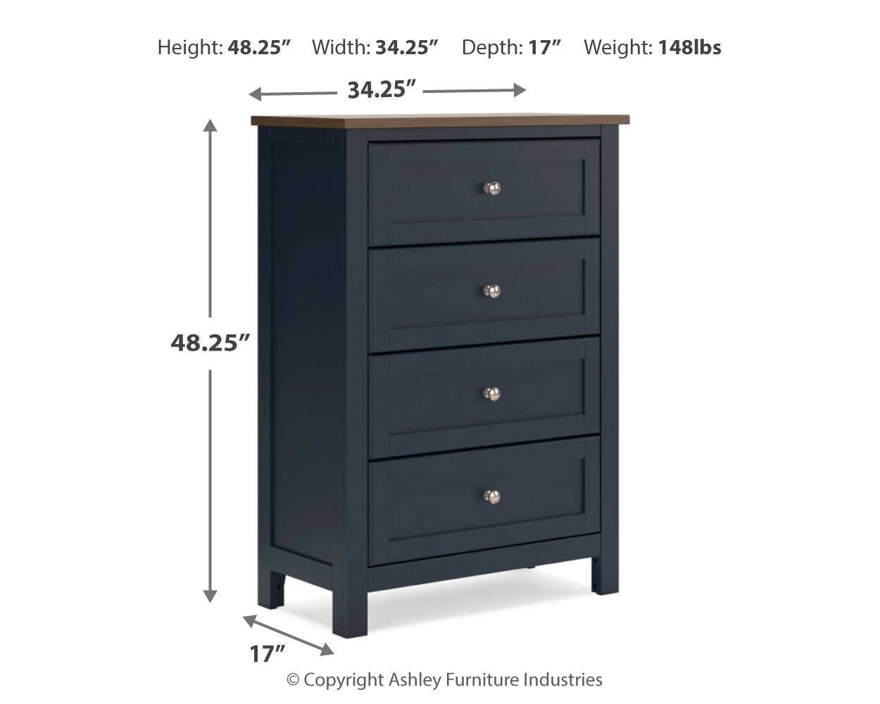 Landocken Queen Panel Headboard with Mirrored Dresser, Chest and Nightstand in Brown/Blue from Ashley - Luna Furniture
