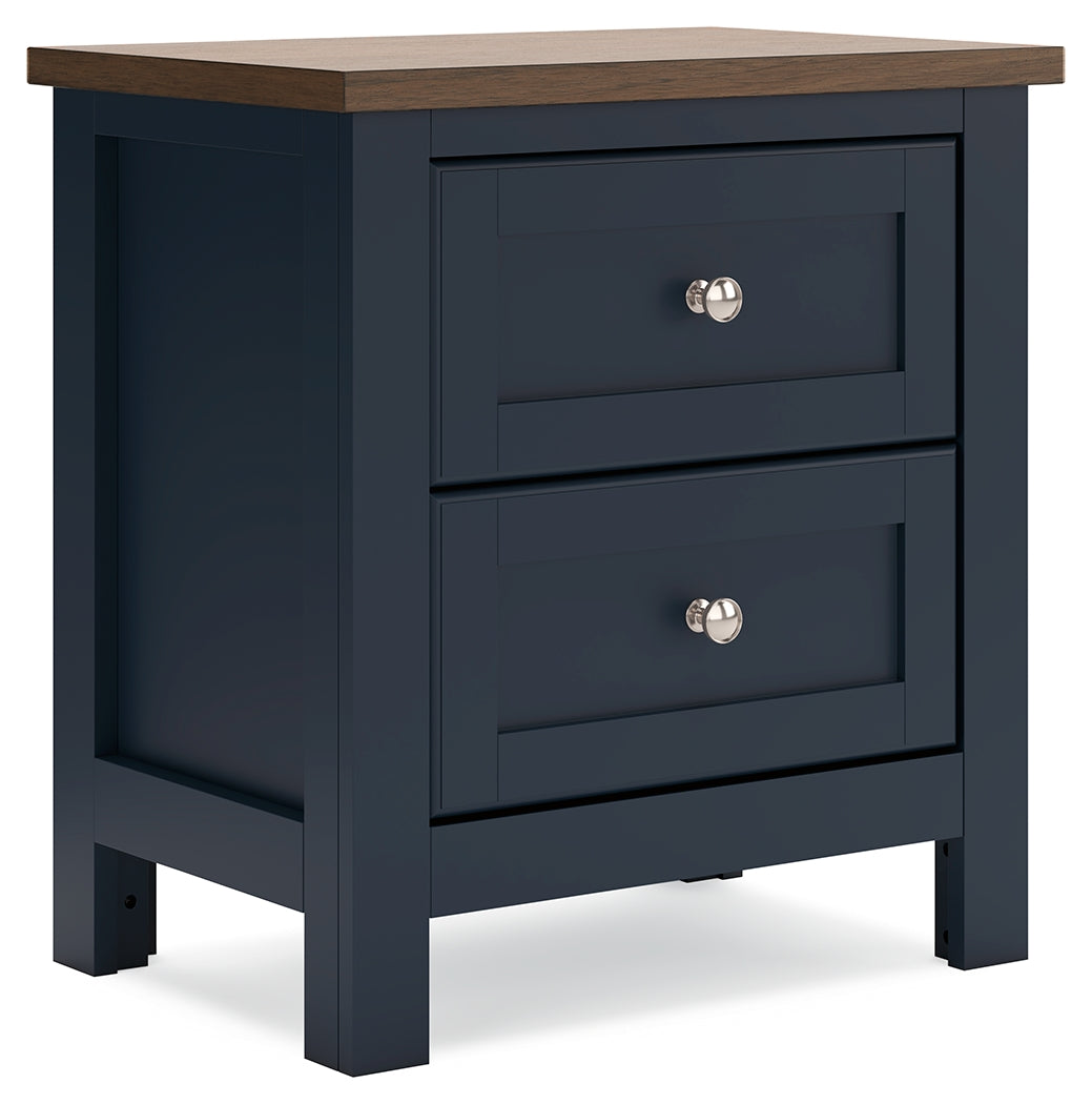 Landocken Queen Panel Headboard with Mirrored Dresser, Chest and Nightstand in Brown/Blue from Ashley - Luna Furniture