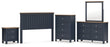 Landocken Queen Panel Headboard with Mirrored Dresser, Chest and Nightstand in Brown/Blue from Ashley - Luna Furniture