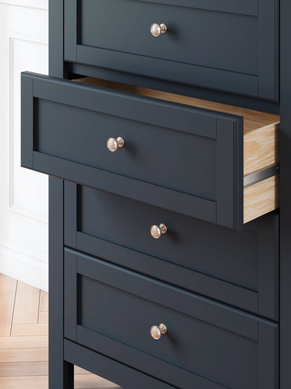 Landocken Queen Panel Headboard with Mirrored Dresser, Chest and Nightstand in Brown/Blue from Ashley - Luna Furniture