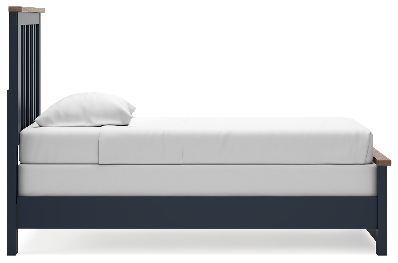 Landocken Twin Panel Bed with Mirrored Dresser, Chest and Nightstand in Brown/Blue - PKG020325