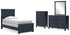 Landocken Twin Panel Bed with Storage with Mirrored Dresser and Chest in Brown/Blue - PKG020324