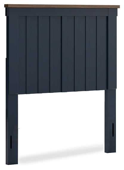 Landocken Twin Panel Headboard with Dresser and 2 Nightstands in Brown/Blue from Ashley - Luna Furniture