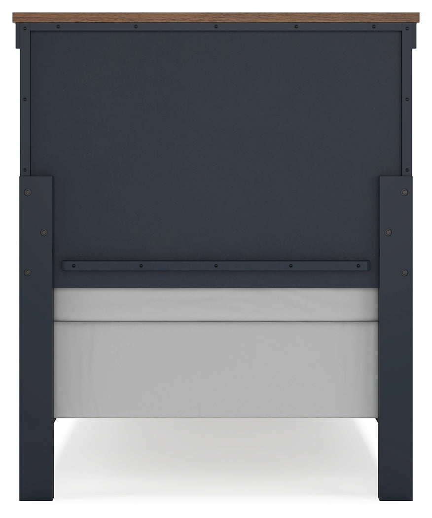 Landocken Twin Panel Headboard with Dresser and 2 Nightstands in Brown/Blue from Ashley - Luna Furniture