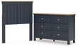 Landocken Twin Panel Headboard with Dresser in Brown/Blue from Ashley - Luna Furniture