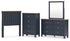 Landocken Twin Panel Headboard with Mirrored Dresser and Chest in Brown/Blue from Ashley - Luna Furniture