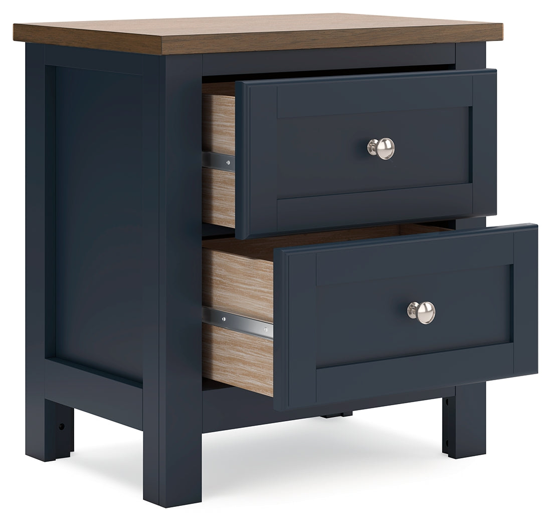 Landocken Twin Panel Headboard with Mirrored Dresser, Chest and Nightstand in Brown/Blue from Ashley - Luna Furniture