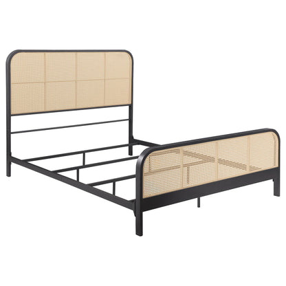 Lanewood Polyethylene PE Rattan Upholstered Metal Queen Bed Black - 360250Q