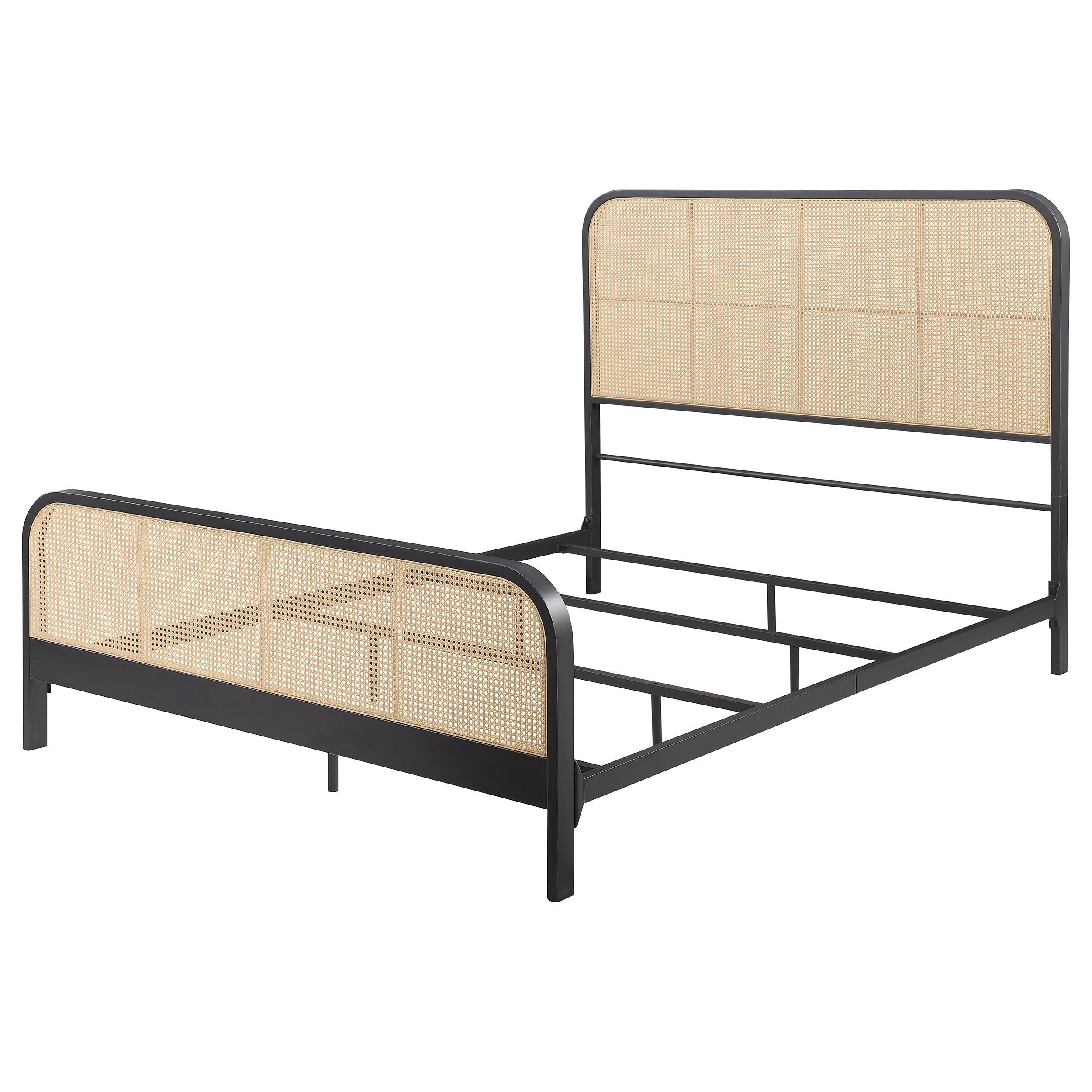 Lanewood Polyethylene PE Rattan Upholstered Metal Queen Bed Black - 360250Q