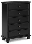 Lanolee Black Full Panel Bed and Chest - B687B12