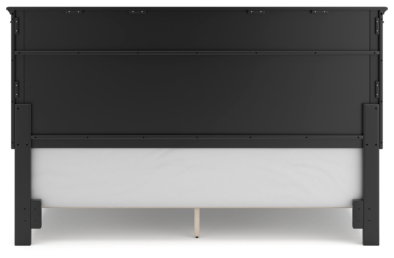 Lanolee California King Panel Bed with Mirrored Dresser in Black - PKG015229