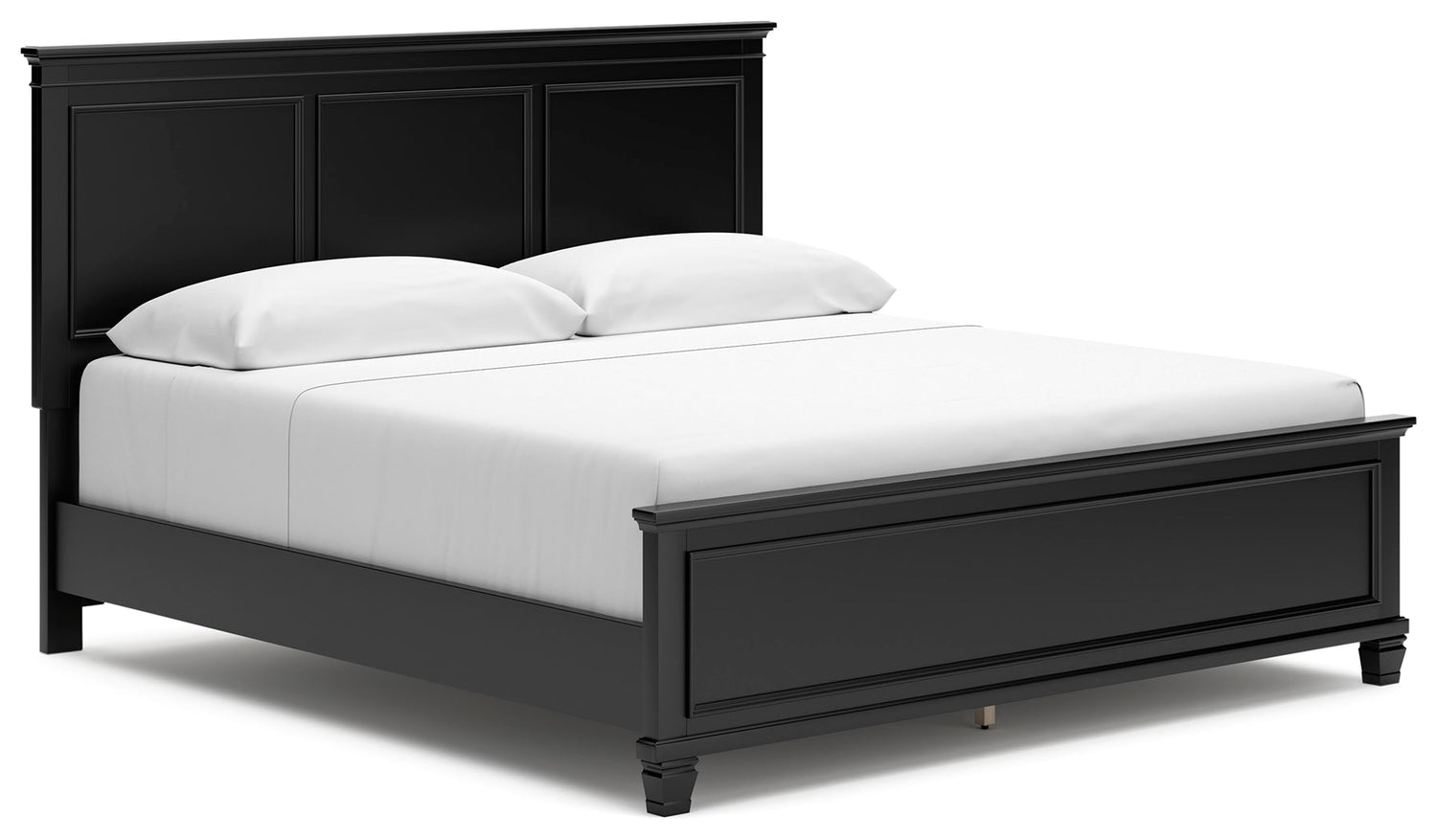 Lanolee King Panel Bed with Mirrored Dresser and 2 Nightstands in Black from Ashley - Luna Furniture