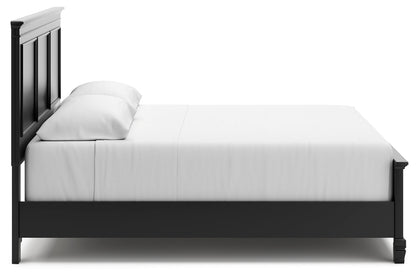 Lanolee King Panel Bed with Mirrored Dresser, Chest and 2 Nightstands in Black from Ashley - Luna Furniture