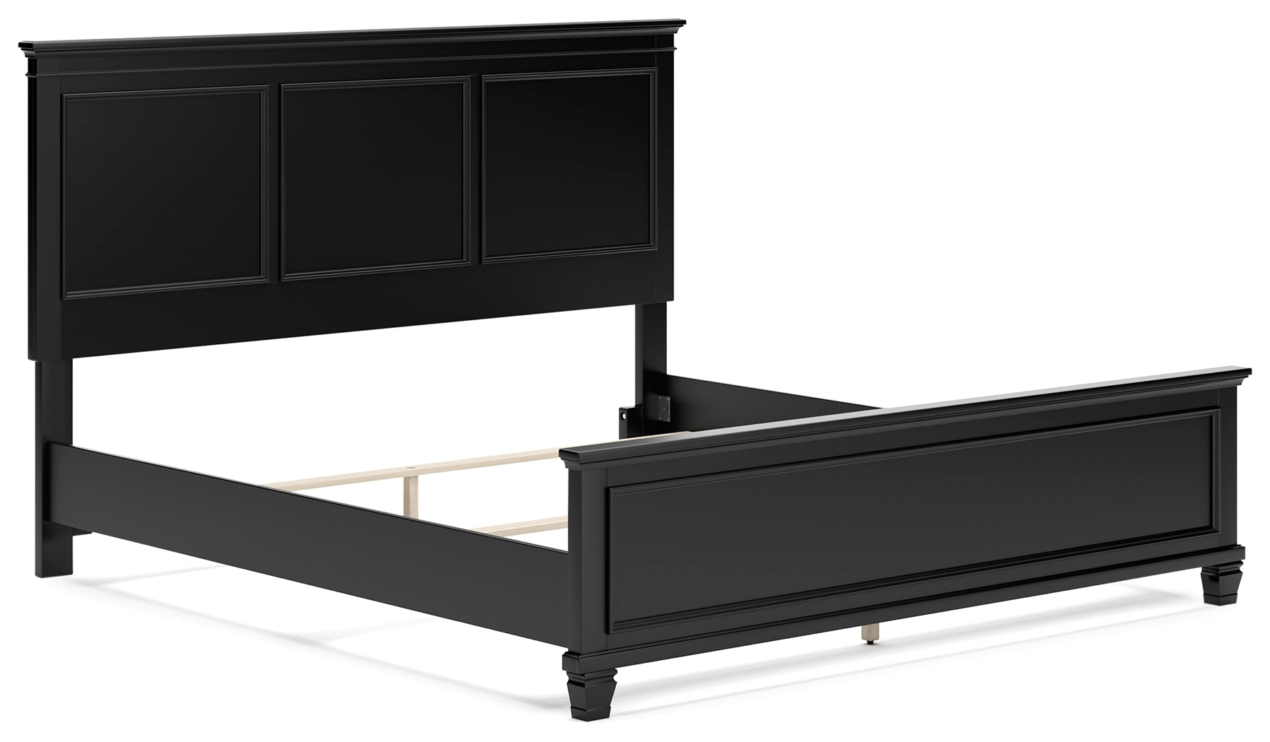 Lanolee King Panel Bed with Mirrored Dresser, Chest and 2 Nightstands in Black from Ashley - Luna Furniture