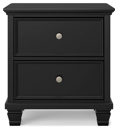 Lanolee King Panel Bed with Mirrored Dresser, Chest and 2 Nightstands in Black from Ashley - Luna Furniture