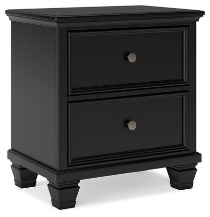 Lanolee King Panel Bed with Mirrored Dresser, Chest and 2 Nightstands in Black from Ashley - Luna Furniture