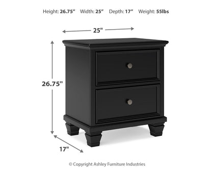 Lanolee King Panel Bed with Mirrored Dresser, Chest and 2 Nightstands in Black from Ashley - Luna Furniture