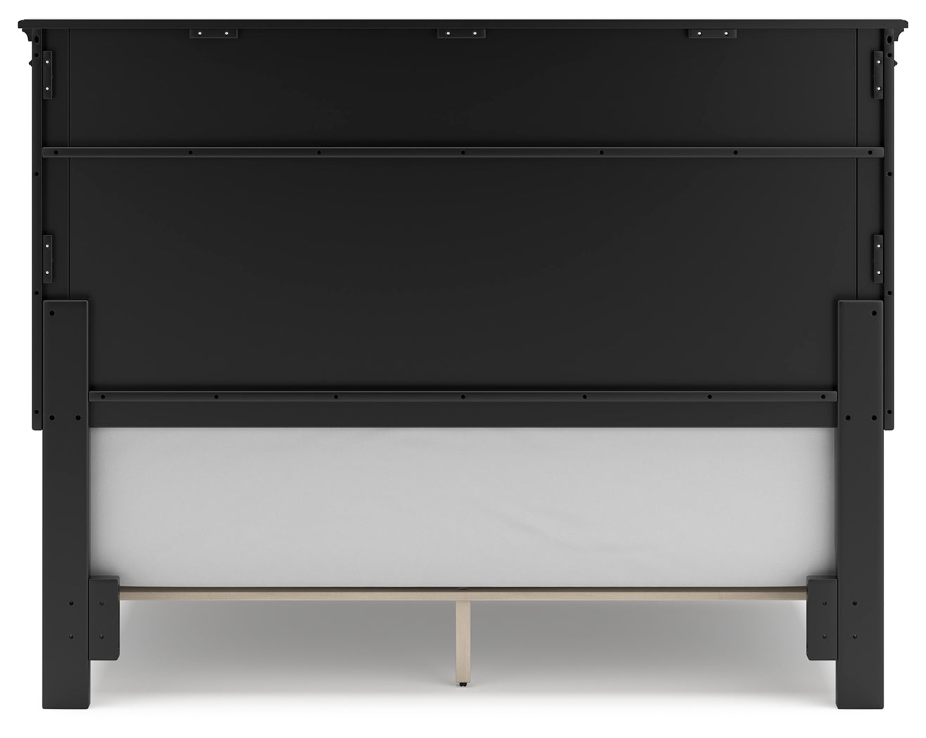 Lanolee Queen Panel Bed with Mirrored Dresser and Chest in Black - PKG015221