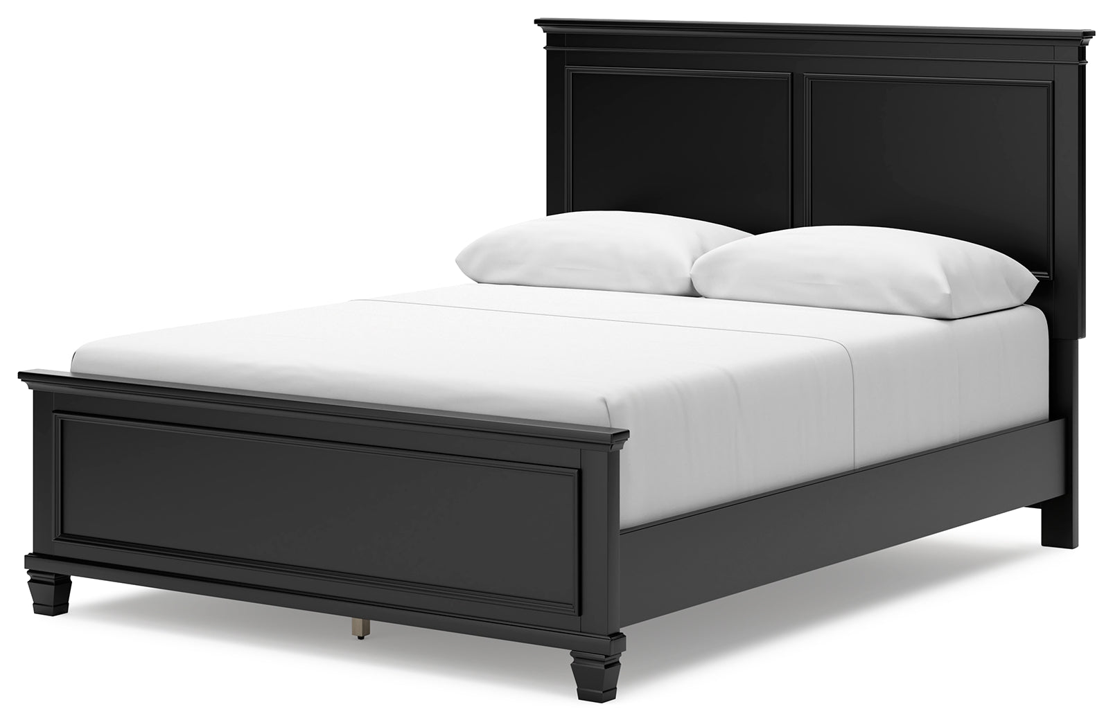Lanolee Queen Panel Bed with Mirrored Dresser and Nightstand in Black from Ashley - Luna Furniture