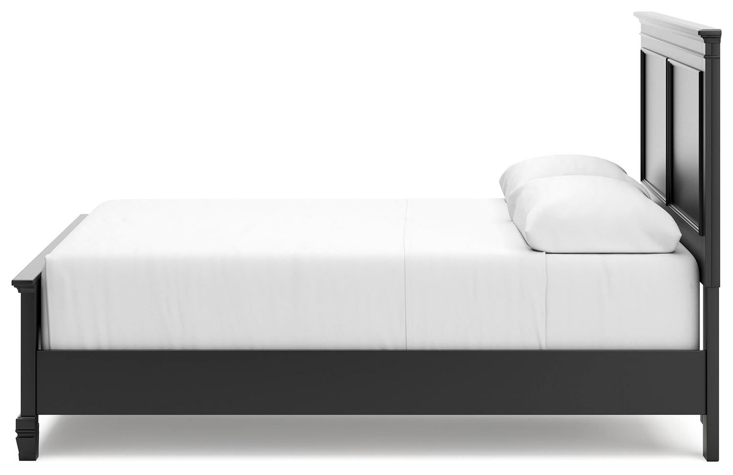 Lanolee Queen Panel Bed with Mirrored Dresser and Nightstand in Black from Ashley - Luna Furniture