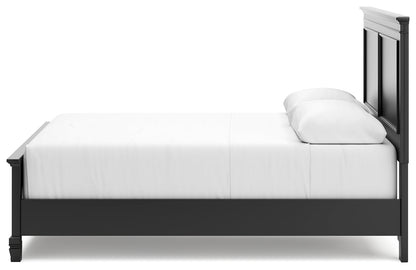 Lanolee Queen Panel Bed with Mirrored Dresser and Nightstand in Black from Ashley - Luna Furniture