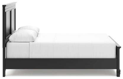 Lanolee Queen Panel Bed with Mirrored Dresser and Nightstand in Black from Ashley - Luna Furniture